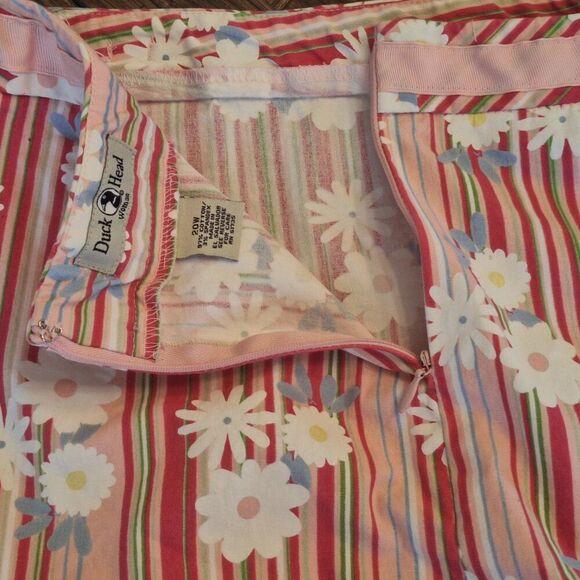 Duck Head Pink Striped Floral Daisy Stretch Skirt Women Size 20W Cotton Spandex - Picture 14 of 15